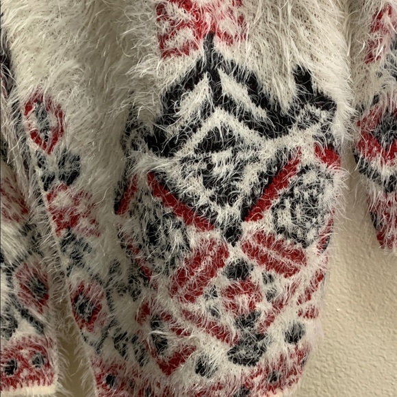 Knox Rose Boho Eyelash Open Cardigan Women’s Size Large Floral Geometric Red New - Picture 5 of 7